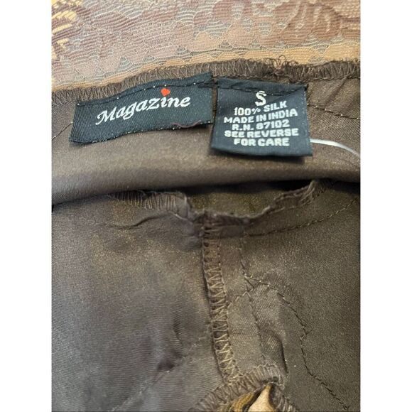 Brand New Magazine Women's Size Small 100% Silk Brown Sleeveless BOHO Top - Picture 4 of 8